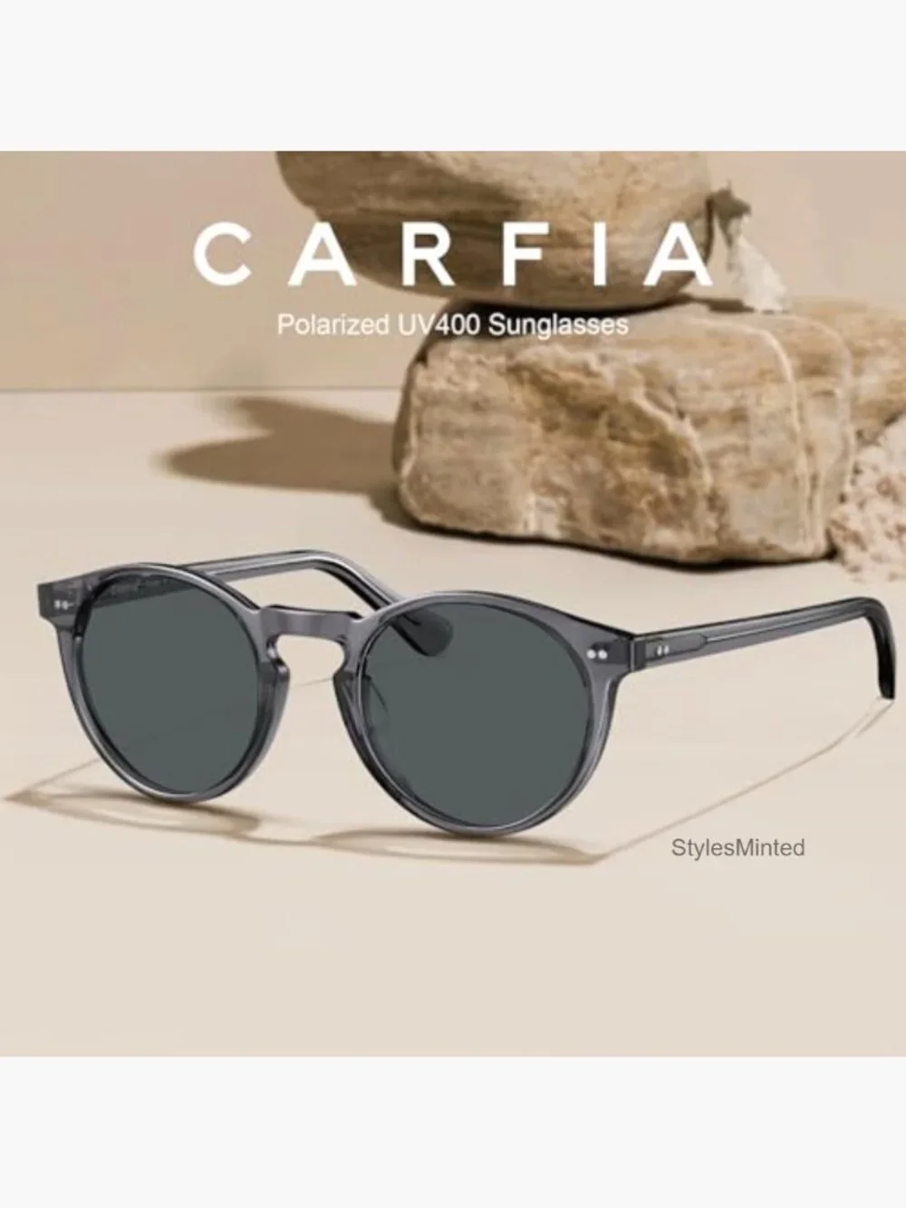 Retro Round Polarized Mens Sunglasses UV Protection Acetate Frame